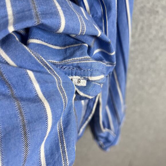 TOAST Sodalite Blue Stripe Poplin Wrap Front Shirt Size 8 - Picture 9 of 13